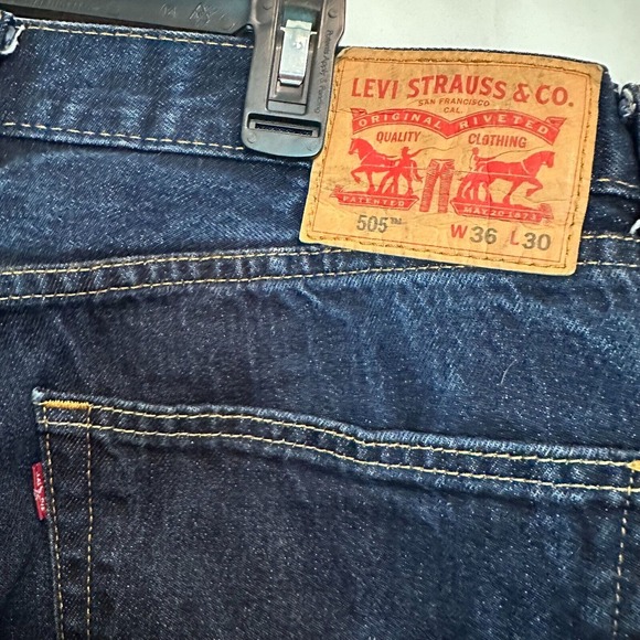 LEVI'S 505 Regular Fit 36x30 Straight leg Denim Blue Jeans Deep Dark Fade *CLEAN - Picture 5 of 9